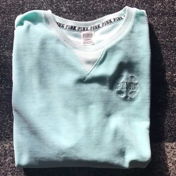 PINK Victoria's Secret Tops - SOLD❗️VS PINK Velour Mint Campus Crew Sweatshirt